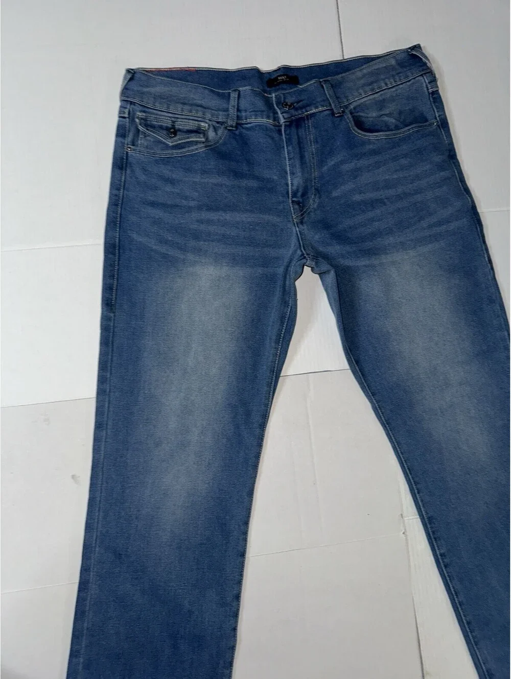 True Religion 36x34 Ricky Relaxed Straight Jeans Light Blue